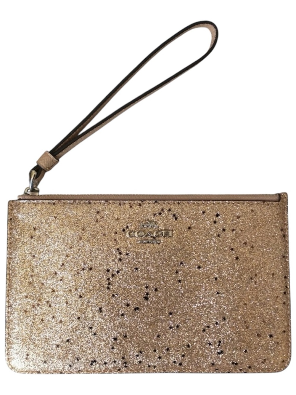 Coach Gold Glitter/Stars Wristlet Pouch